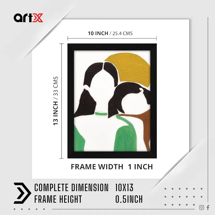 ArtX Paper Minimal Two Girls Decor Frame Wall Art Painting