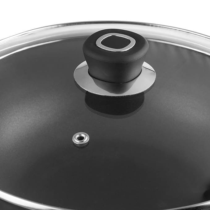 Vinod Hanos Hard Anodised Non Stick Deep Kadhai with Glass lid - 4.1 Litre, 26 cm | 3.25mm Thick | 5X Non Stick