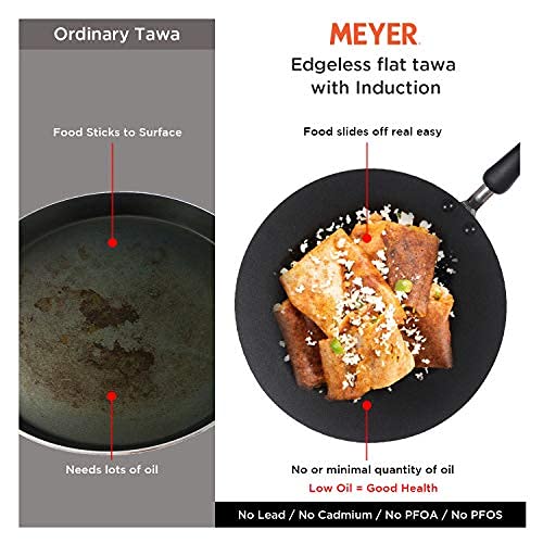 Meyer Non Stick Aluminium Edge-Less Flat Dosa/Roti Tawa Orange 30 cm