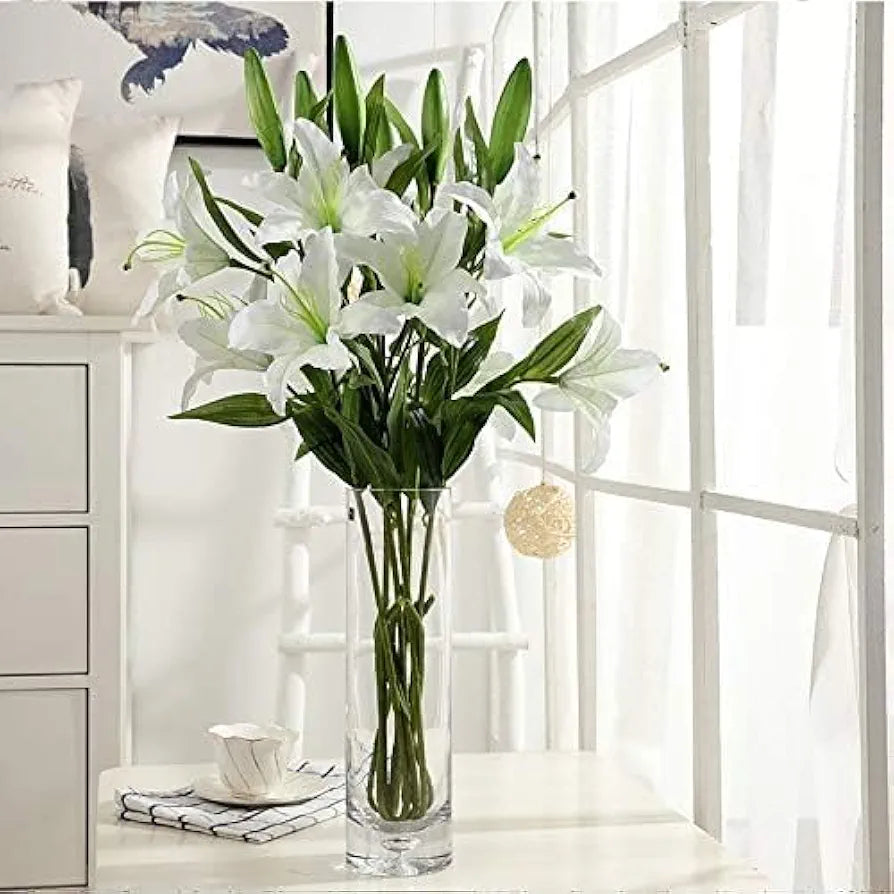 Lily Artificial Foam Flowers Sticks White