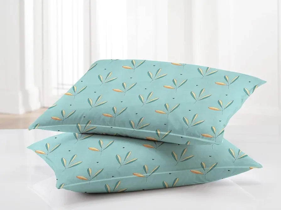 BSB HOME Premium Double Bedsheet with 2 Pillow Covers 160 TC Supersoft Microfiber 3 Pcs Set Light Green and Aqua