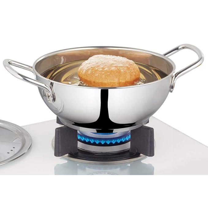 Borosil Stainless Steel Kadhai With Lid | Induction Friendly | Impact Bonded Tri-ply Bottom | 1.8 Litres | 30 Cm