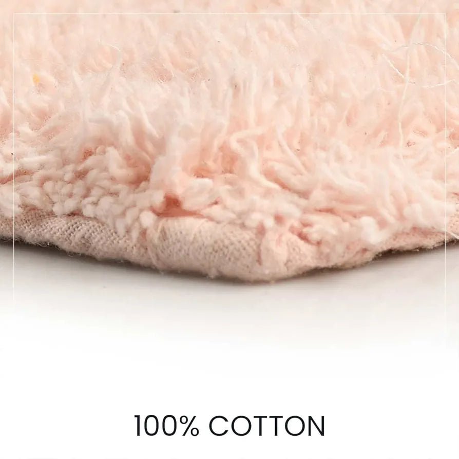 Sashaa World Solid Anti-skid Cotton Bathmat And Contour Set For Bathroom Colour Peach