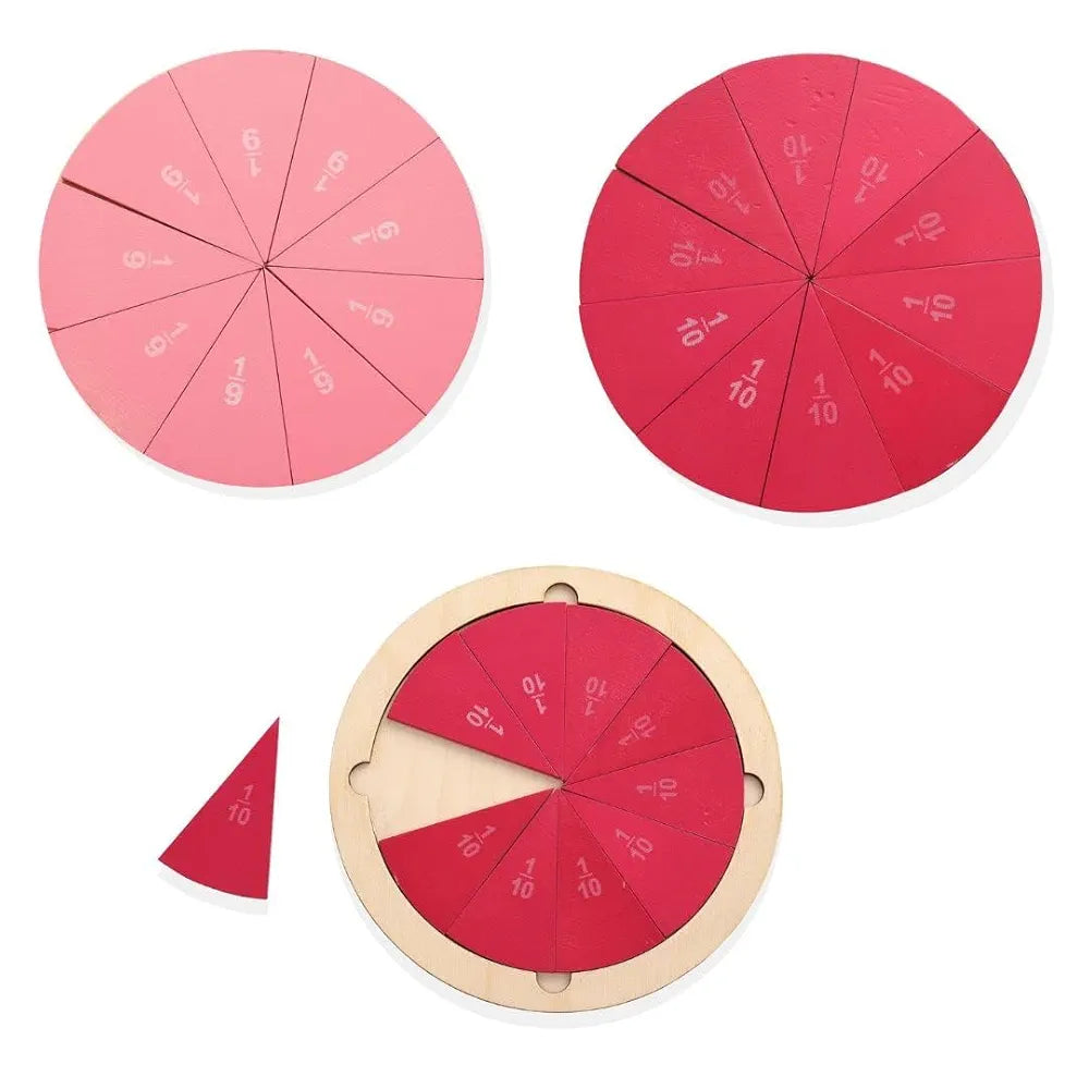 NESTA TOYS Montessori Learning Wooden Puzzle | Wooden Fraction Puzzle Toy  | Montessori Math | Educational Toys for Ages 4 5 6 7 8