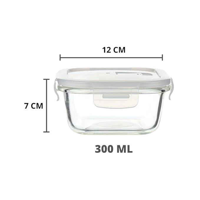 Femora Borosilicate Glass Containers for Kitchen | Storage Box for Kitchen With Air Vent Lid | Set of 1 | 300 Ml