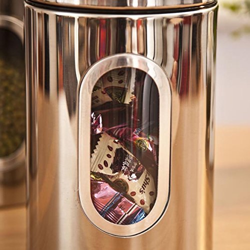 Femora Kitchen Storage Jars Steel Body With See Through Window Jar | 1000 Ml | Pack of 1