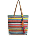 Astrid Women's Multicolor Cotton Tote Bag With Tassels