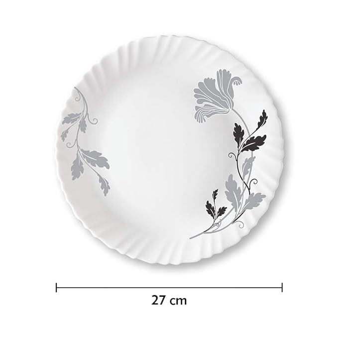 Larah by Borosil Opalware Plate | Set of 6 | 11 Inch | White