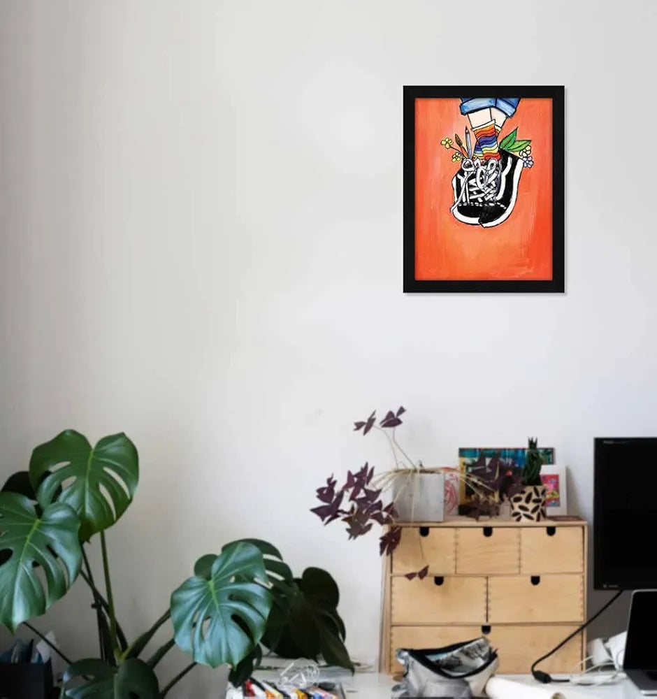 ArtX Paper Artist's Happy Shoes Frame Wall Art Painting