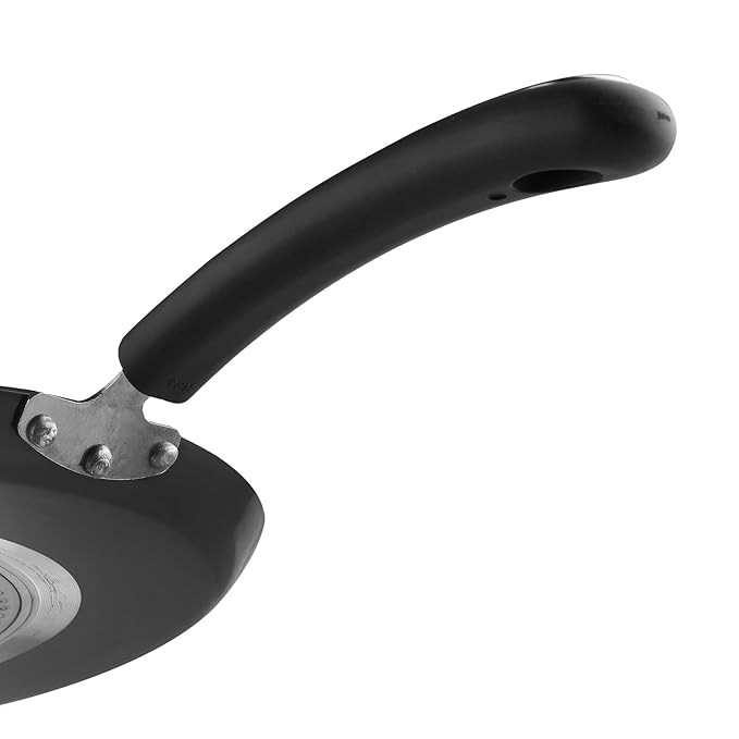 Vinod Hanos Non-stick Dosa Tawa 30cm Diameter, Hard Anodised Non-stick Coating With Bakelite Riveted Handle - 5.25 mm Thickness | Black