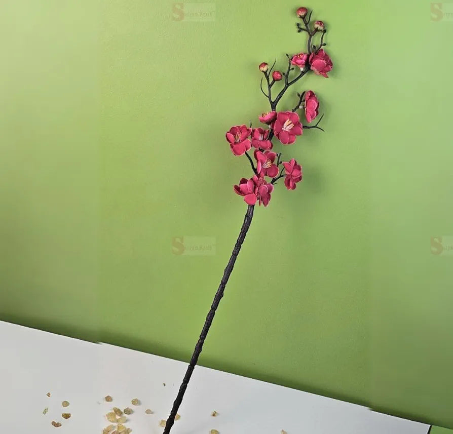 3 Sticks Artificial Blossom Flower Bouquet Sticks Dark Pink