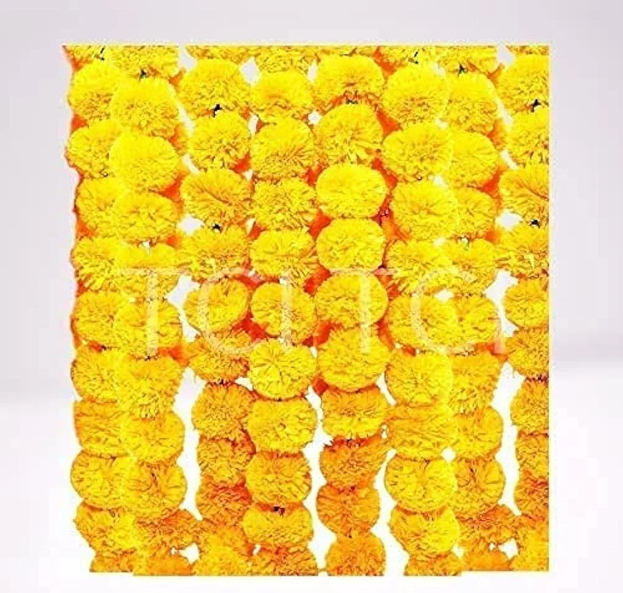 Artificial Marigold Genda Flowers Door Hanging Marigold Mala Artificial Flower Garlands mix 3 pcs yellow orange multi