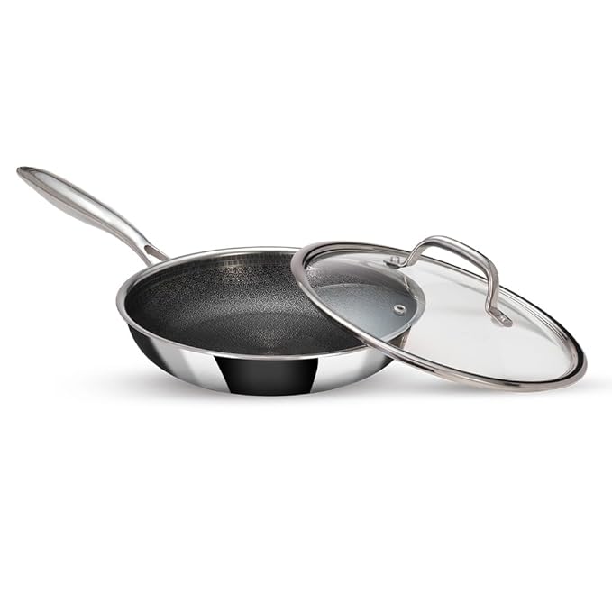 Arttdinox Stellar Stainless Steel Triply Frypan With Lid | Non Stick Pan | Induction & Gas Base | 24cm | 1.8 Ltr | Silver