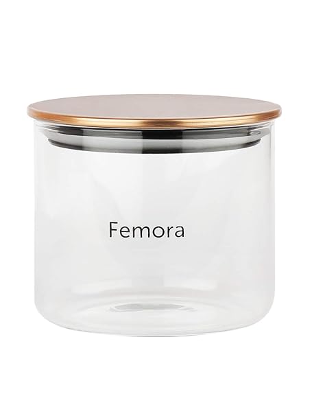 Femora Jar Set Borosilicate Glass Jar With Golden Metallic Lid, Jar Set for Kitchen | 350 Ml | 600 Ml | 900 Ml | Set of 3