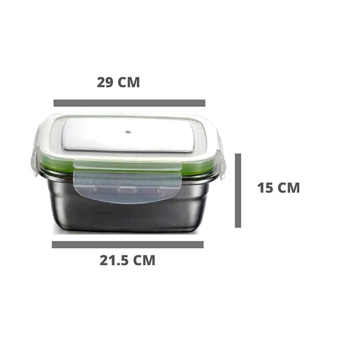Femora Lunch Box High Steel Rectangle Heavy Duty Airtight Leakproof Unbreakable Storage Container With Lock Lid Lunch Box | 3800 Ml | Set of 2