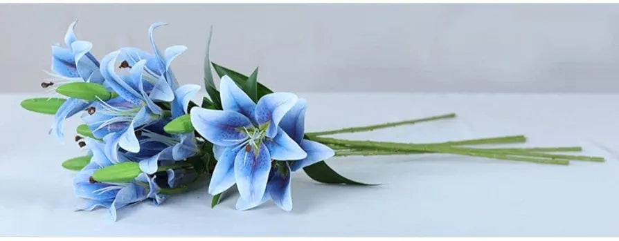 Lily Artificial Flowers Sticks Blue
