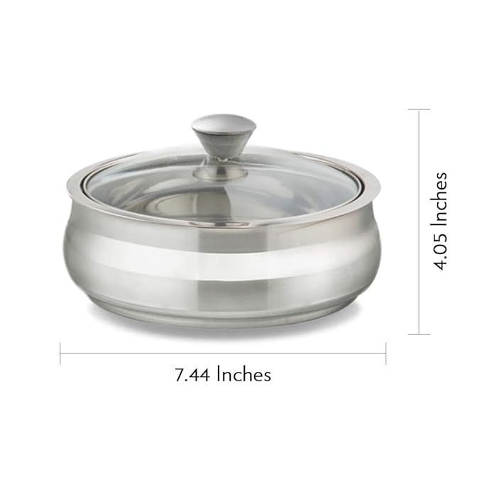 Borosil Stainless Steel Solid Insulated Handi | 800 Ml | 1 Piece | Silver