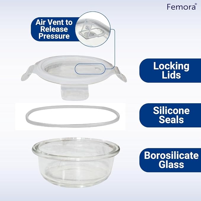 Femora Borosilicate Glass Containers for Kitchen | Storage Box for Kitchen With Air Vent Lid | Set of 1 | 580 Ml
