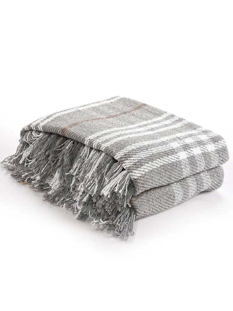 Sashaa World Soft Check Throw Blanket Colour Dark Grey