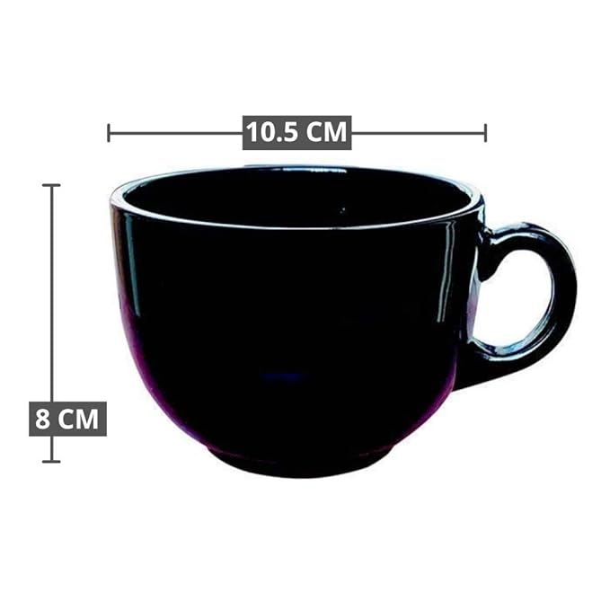 Femora Indian Ceramic Jumbo Coffee Mug Soup Mug Maggie Mug | 400 Ml | Black | Microwave Safe & Freezer Safe | Set of 1