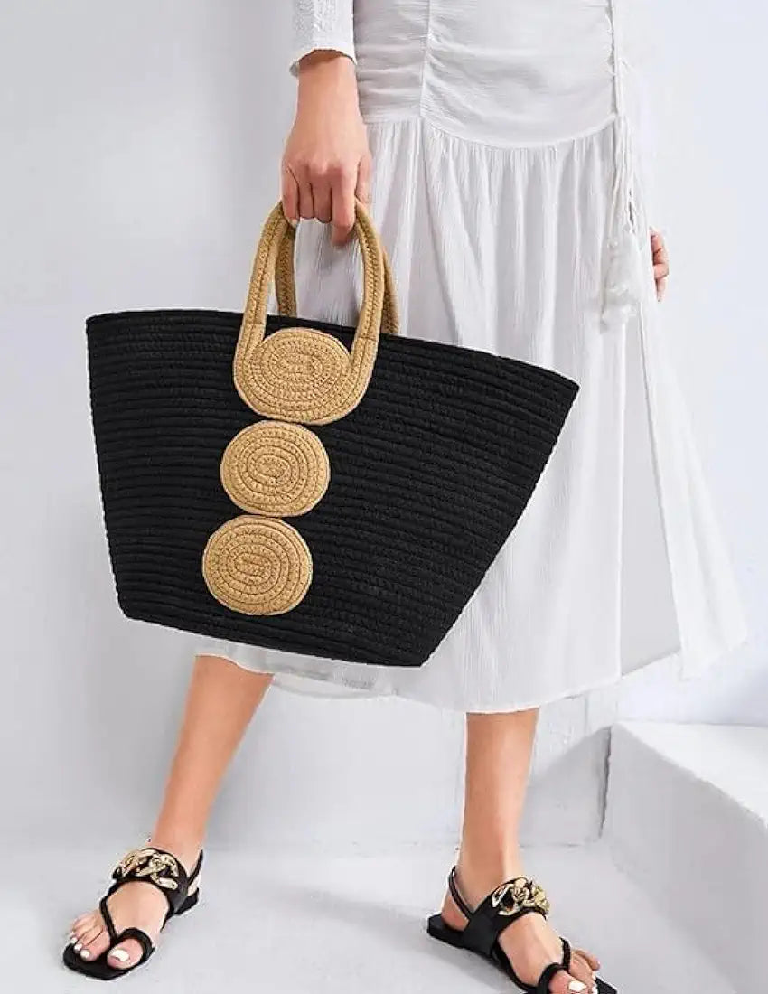Attractive Hand Bag Large Tote Summer Bucket Bamboo Beach Basket for Women
