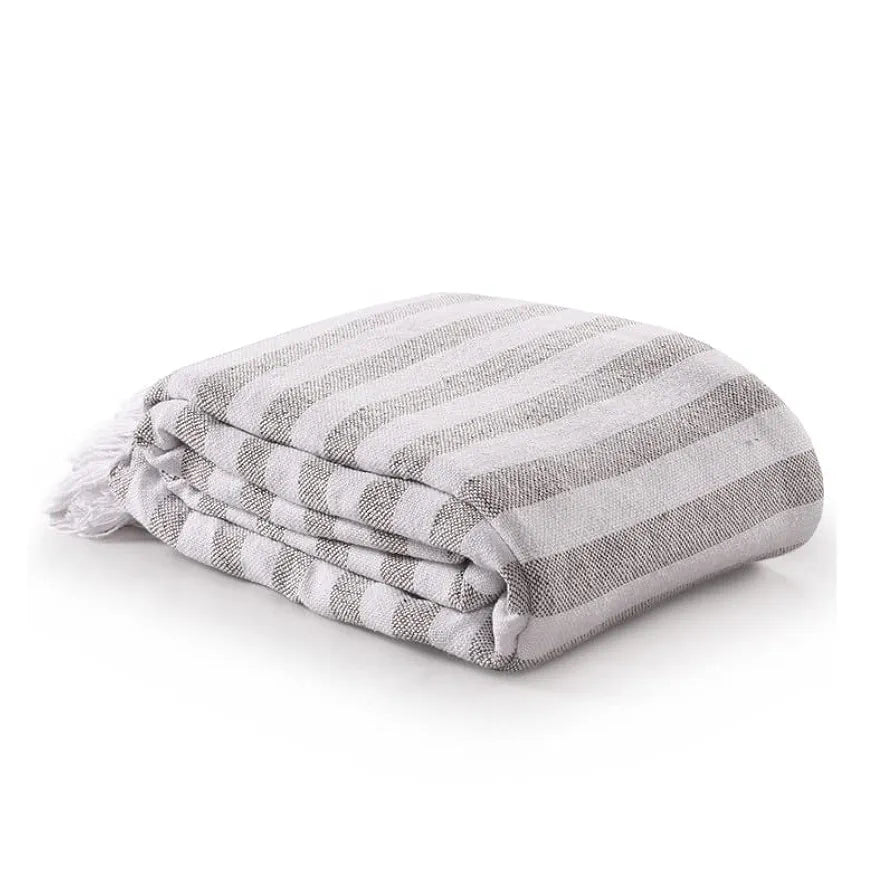 Sashaa World Striped Throw Bedcover Colour Natural