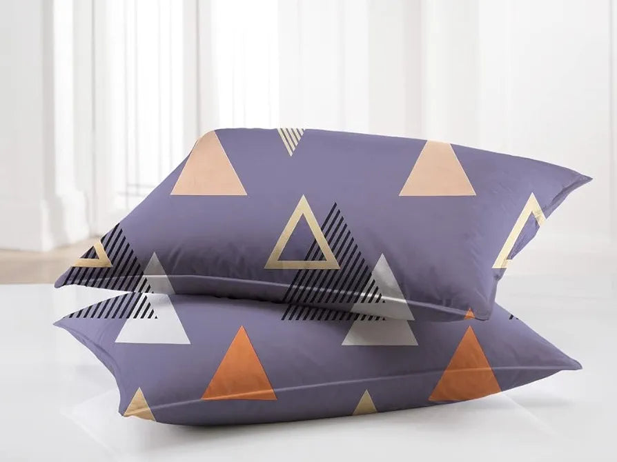 BSB HOME Prime Collections 160tc Pure Microfiber Glace Cotton Double Bedsheet with 2 King Size Pillow Covers-Grey and Orange