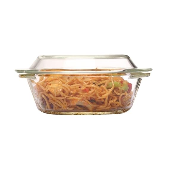 Femora Borosilicate Serving Bowl | Glass Casserole Set, Glass Bowl With Lid, Microwave Safe Bowl Set | Freezer Safe | 1000 Ml