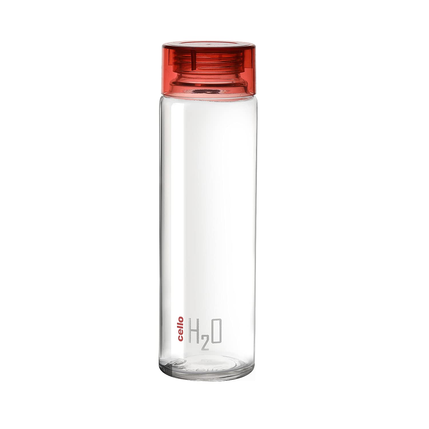 Cello H2O Glass Fridge Water Bottle with Plastic Cap | 920 ml | Set of 3 | Red