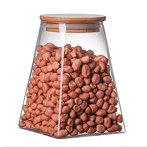 Femora Kitchen Storage Jars Borosilicate Glass Jars for Kitchen With Wooden Lid Air Tight Jar | 550 Ml | Pack of 1 | Transparent