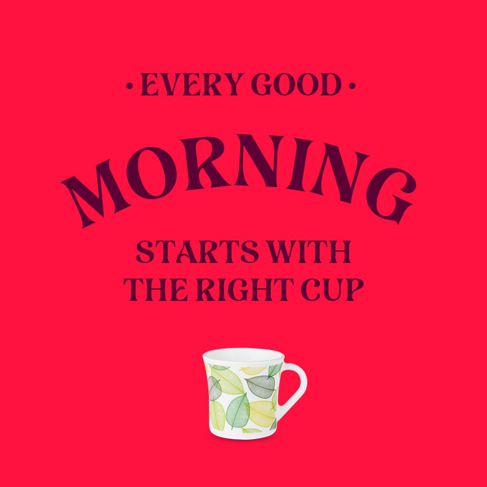 Larah by Borosil Crysta Series Noma Opalware Mug | Set of 6 Tea/coffee Mugs | 210 Ml Each