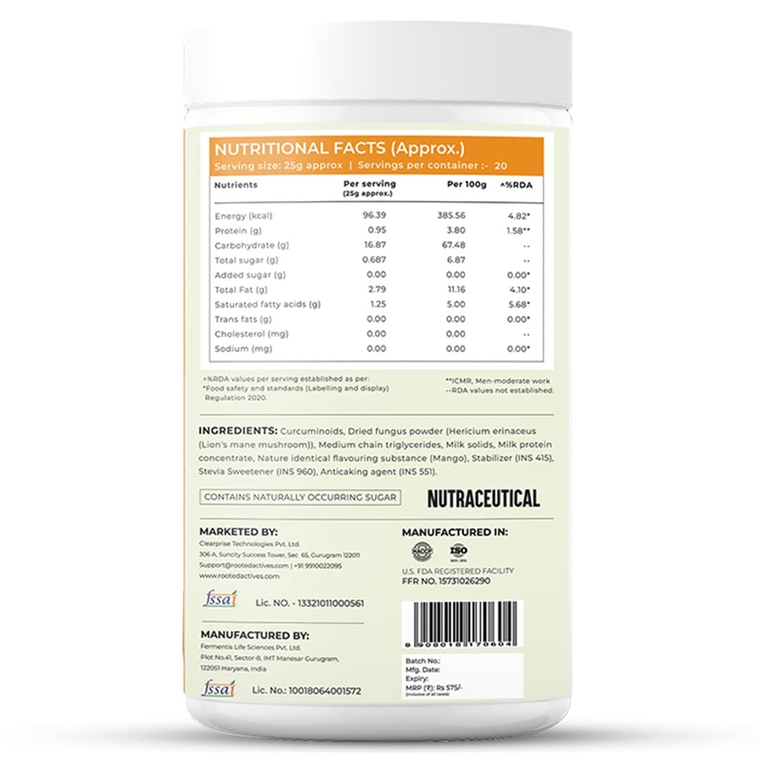 Rooted Actives Golden Turmeric Milk Latte Mix powder - 500 gms