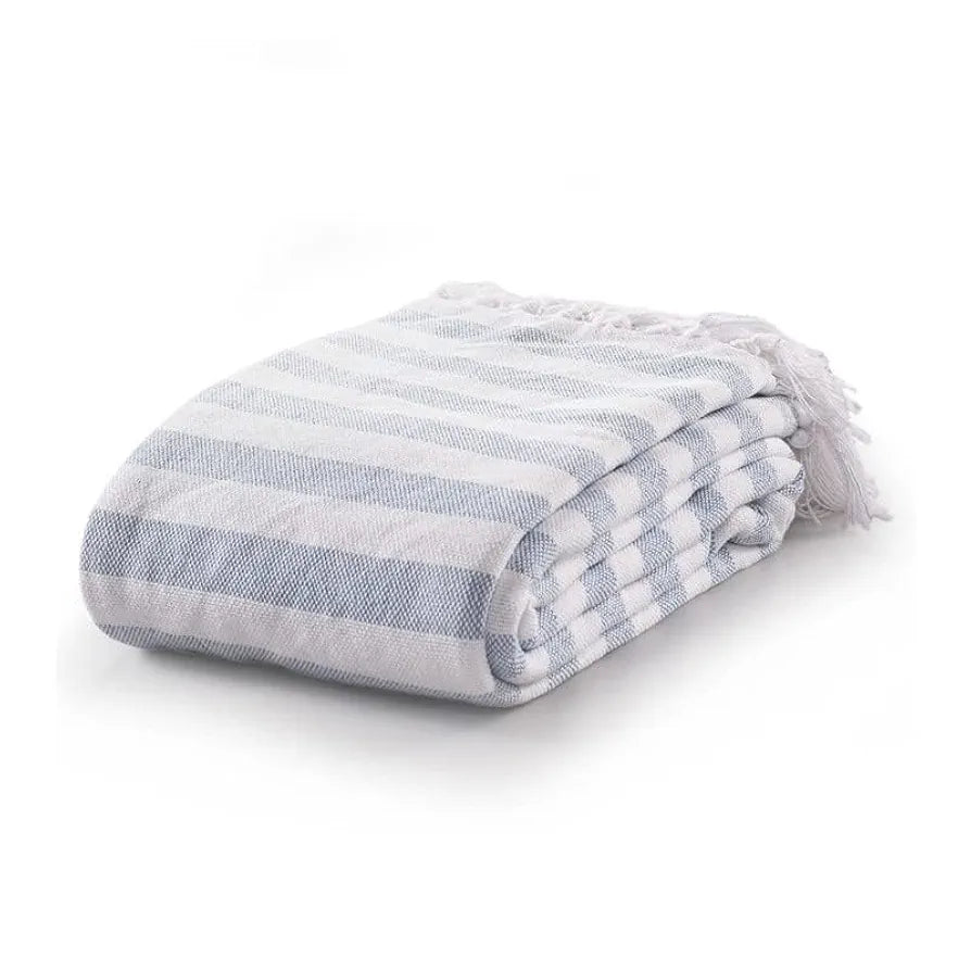 Sashaa World Striped Throw Super Soft & Breathable Bed Cover Blue & White