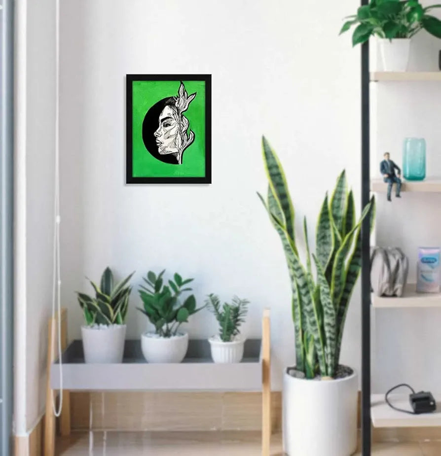 ArtX Paper Pen Art Abstract Girl Women Frame Wall Art Painting