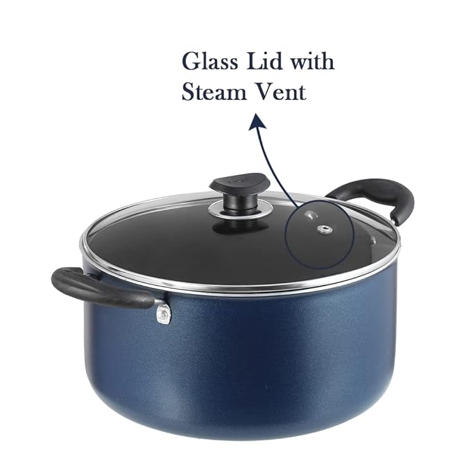 Vinod Zest Aluminium Non Stick Saucepot With Glass Lid - 2.2 Litres | 18 Cm | 3 Mm Extra Thick | 3 Layer Coating