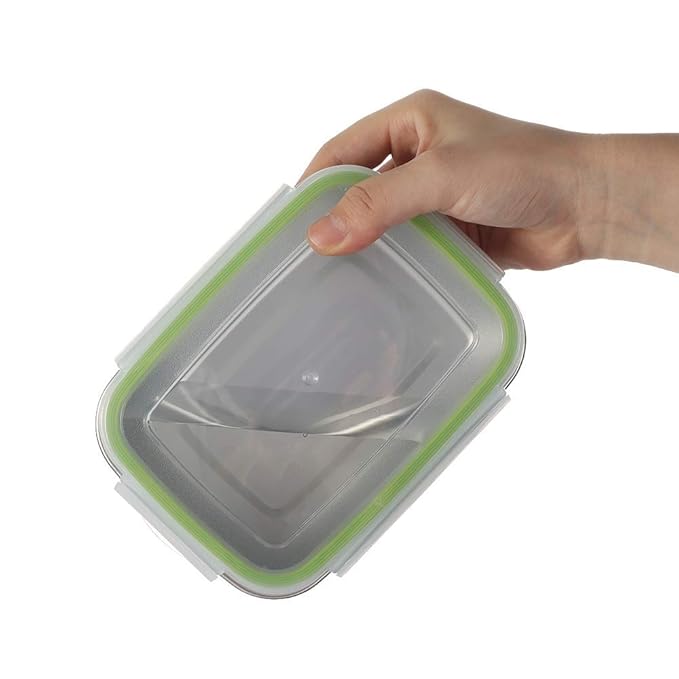 Femora Lunch Box High Steel Rectangle Heavy Duty Airtight Leakproof Unbreakable Storage Container With Lock Lid | 2800 Ml | Set of 2 | Silver
