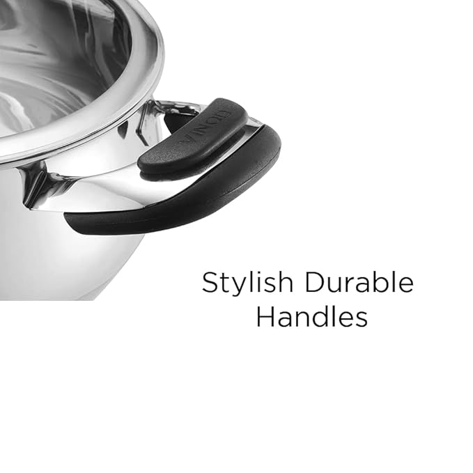 Vinod Durban Stainless Steel Saucepot Handi with Glass Lid - 2.7 Litre, 18 cm | Stylish Durable Handles