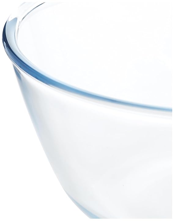 Borosil Basic Glass Mixing & Serving Bowls With Blue Lid | Microwave Safe Bowls | Set of 1 | 1.3 Litres