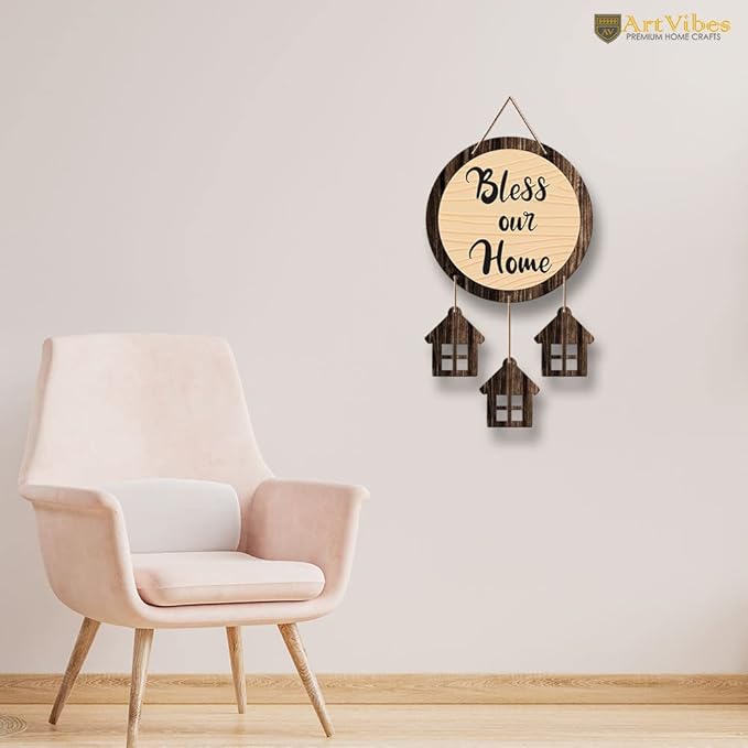 Artvibes Bless Our Home Quotes Wooden Wall Hanging Decorative Items for Home Decor