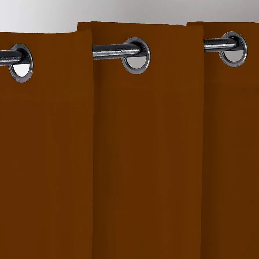 Divine Casa Super Satin Blackout Door Curtains Solid Panels for Complete Light Block Size 7 Feet Colour Deep Brown (Pack of 2)