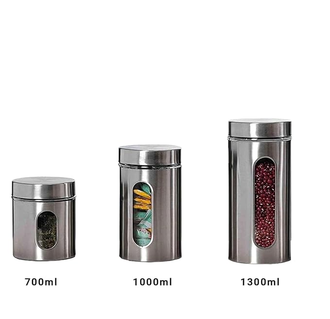 Femora Kitchen Storage Jar With Glass Window | Jar for Kitchen Storage | 700 Ml | Pack of 2