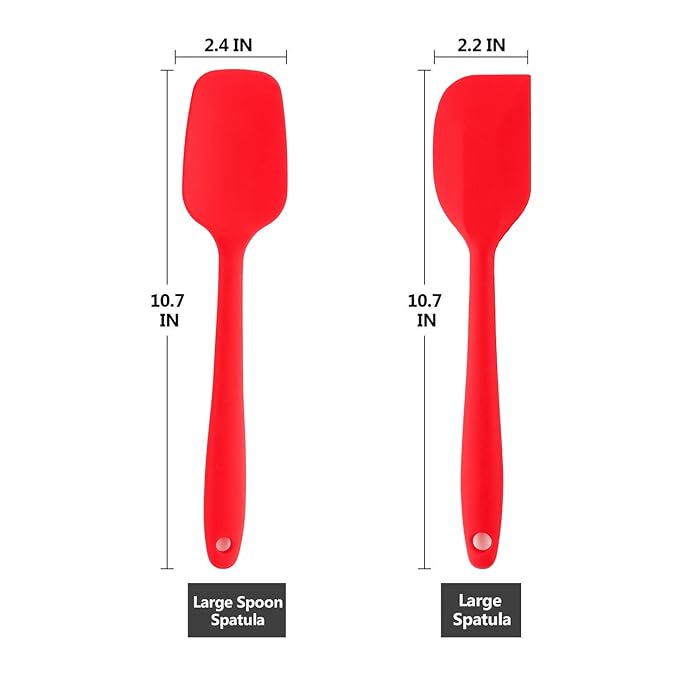 Frenchware Non-stick Premium Silicone Spatula | Large Spatula & Large Spoon | Red | for Cooking, Baking & Mixing, Seamless Design