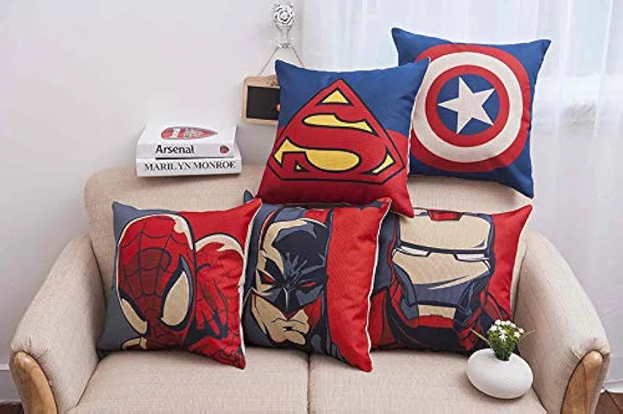 Aerohaven Set of 5 Multi Colored Decorative Hand Made Cotton Cushion Covers Multicolor