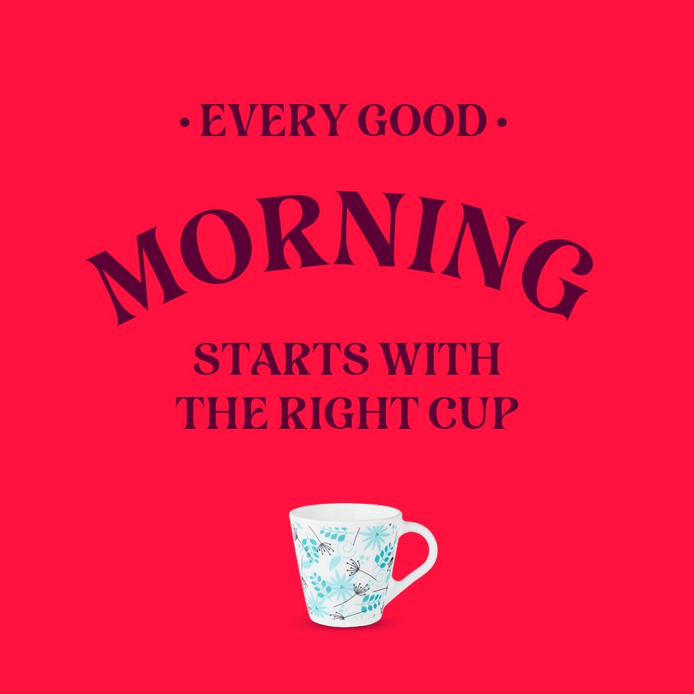 Larah by Borosil Novelty Series Stardust Opalware Mug, Set of 6 Tea/coffee Mugs | 160 Ml Each