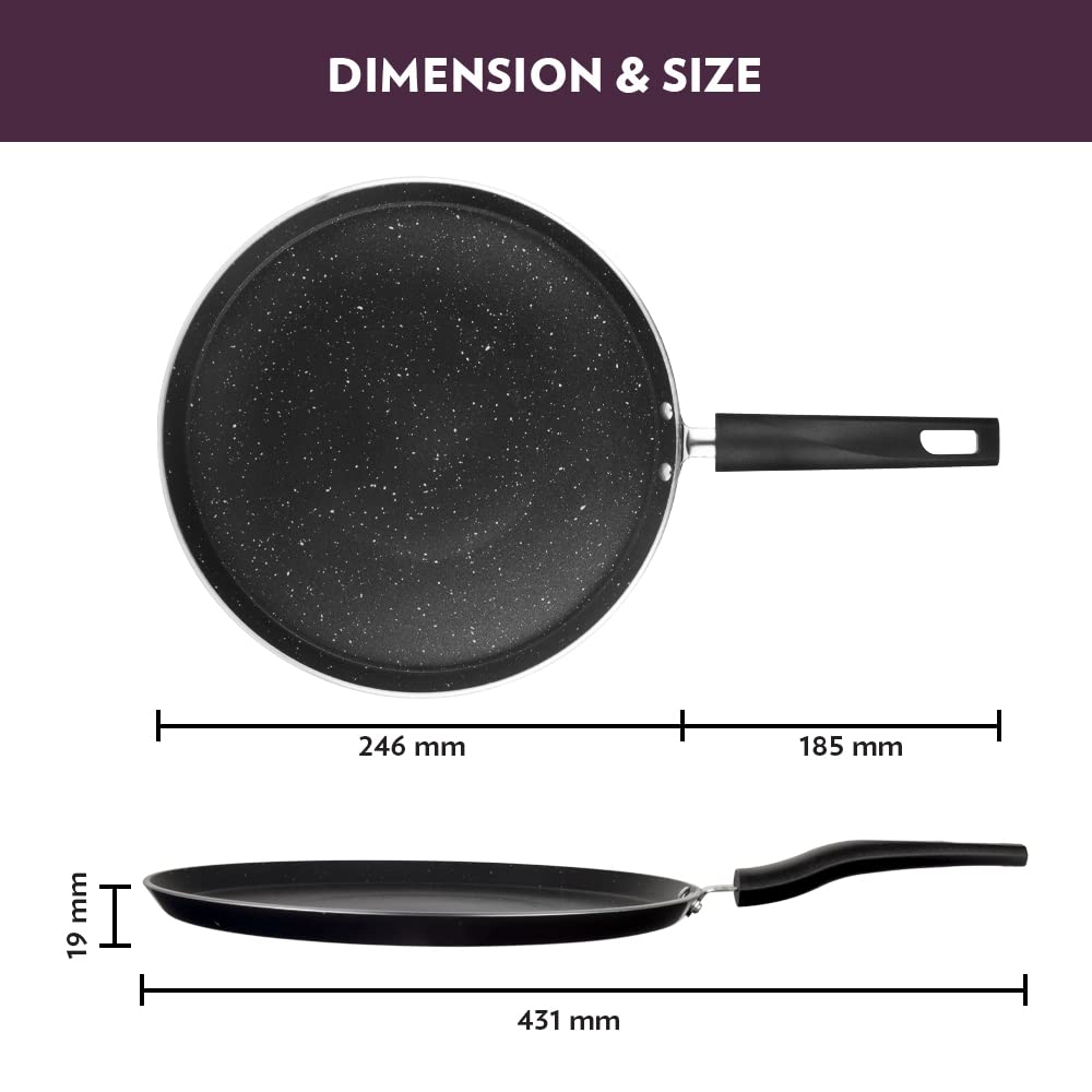 Borosil Granito Non-stick Flat Tawa | Induction Friendly | Granite Finish | Pfoa-free | 25 Cm Diameter