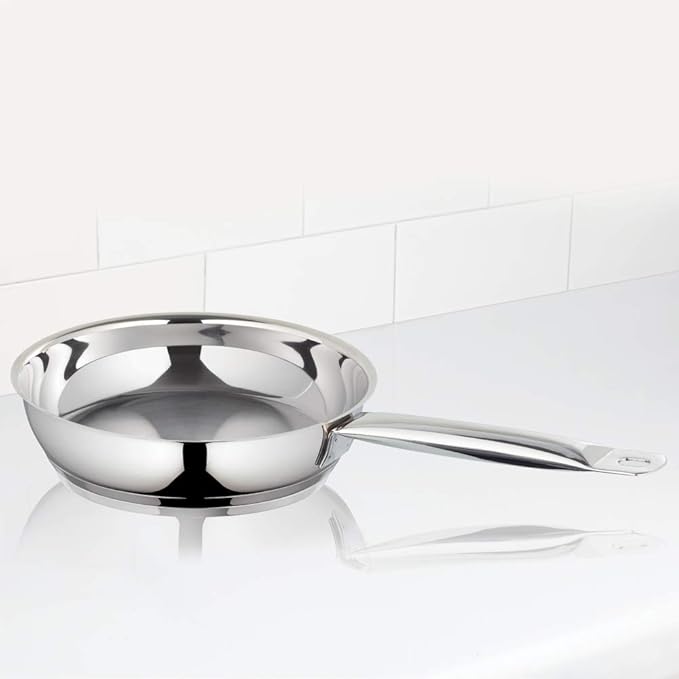 Borosil Cookfresh Stainless Steel Frying Pan 2.2 Litres | 24 Cm | Impact Bonded Tri-ply Bottom