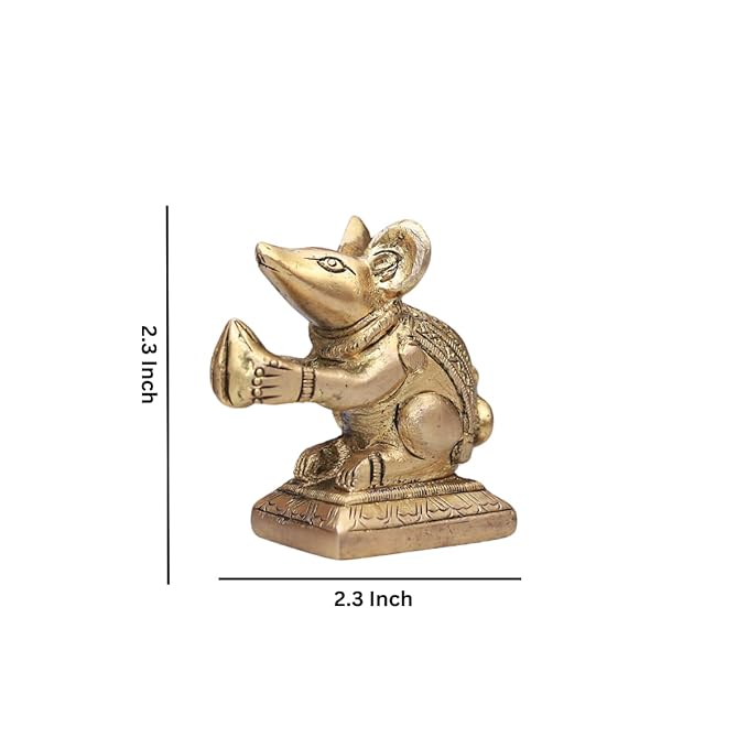 The Advitya Handcrafted Rat/ Mouse Idol With Modak/ Chuha Mushak Vahan of Ganesh/ Ganesha With Ladoo