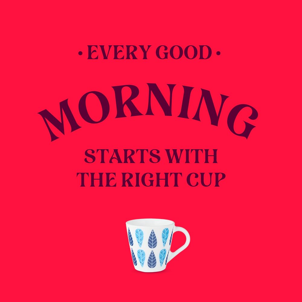 Larah by Borosil Novelty Series Fable Opalware Mug, Set of 6 Tea/coffee Mugs | 110 Ml Each