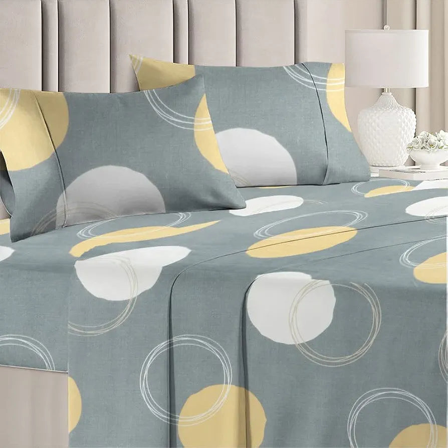 BSB Home Premium Double Bedsheet with 2 Pillow Covers 160 TC 3 Pcs Set Grey and White