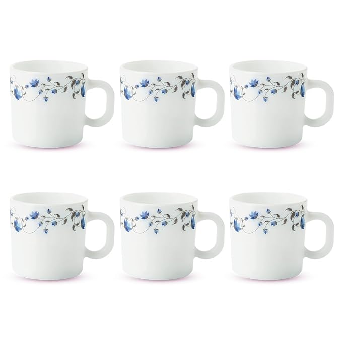 Larah By Borosil  Helena Opalware Cup | Set of 6 Pieces | White